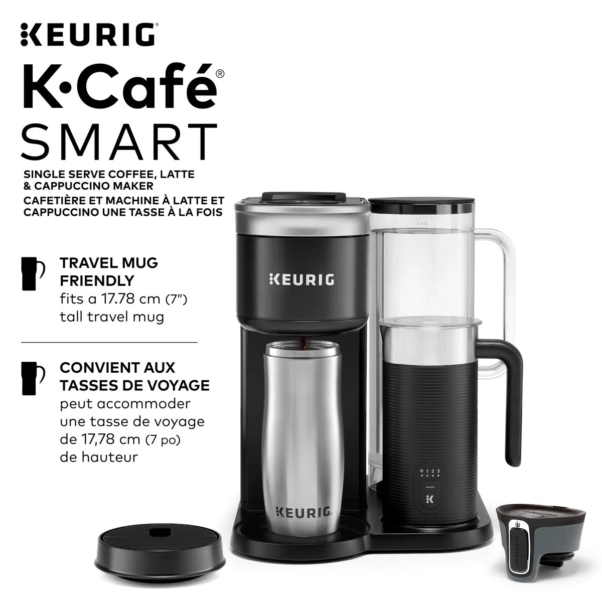 Keurig K-Café SMART With Connected Capabilities, with Milk Frother for Speciality Beverages, Black