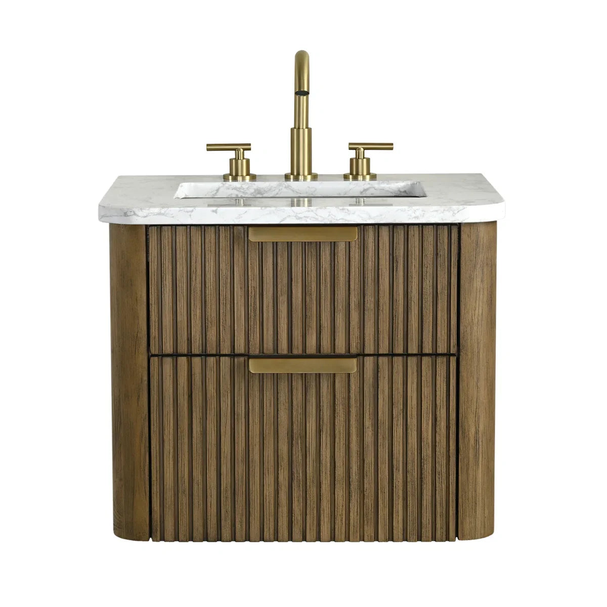 Liljan 24'' Wall-Mounted Single Bathroom Vanity with Engineered Stone Top