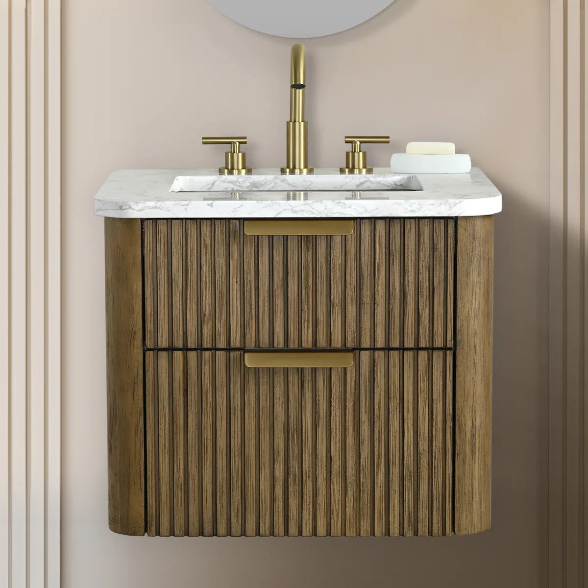 Liljan 24'' Wall-Mounted Single Bathroom Vanity with Engineered Stone Top