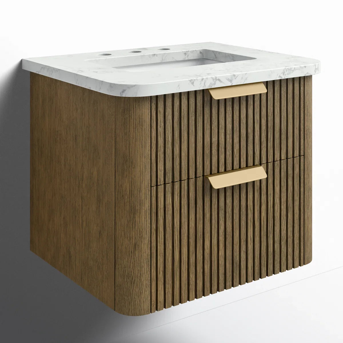 Liljan 24'' Wall-Mounted Single Bathroom Vanity with Engineered Stone Top