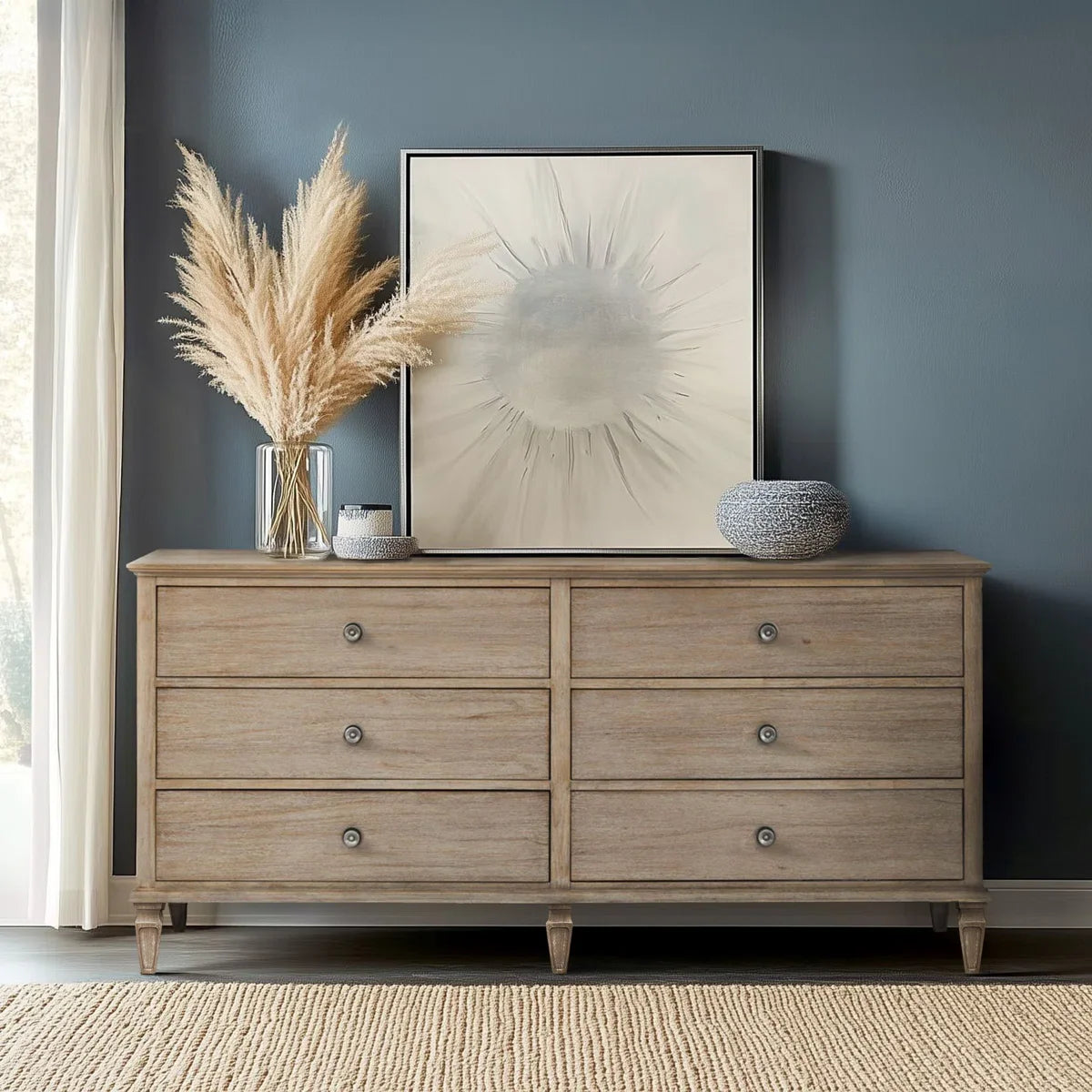 Victoria 6-Drawer Double Wide Wood Dresser