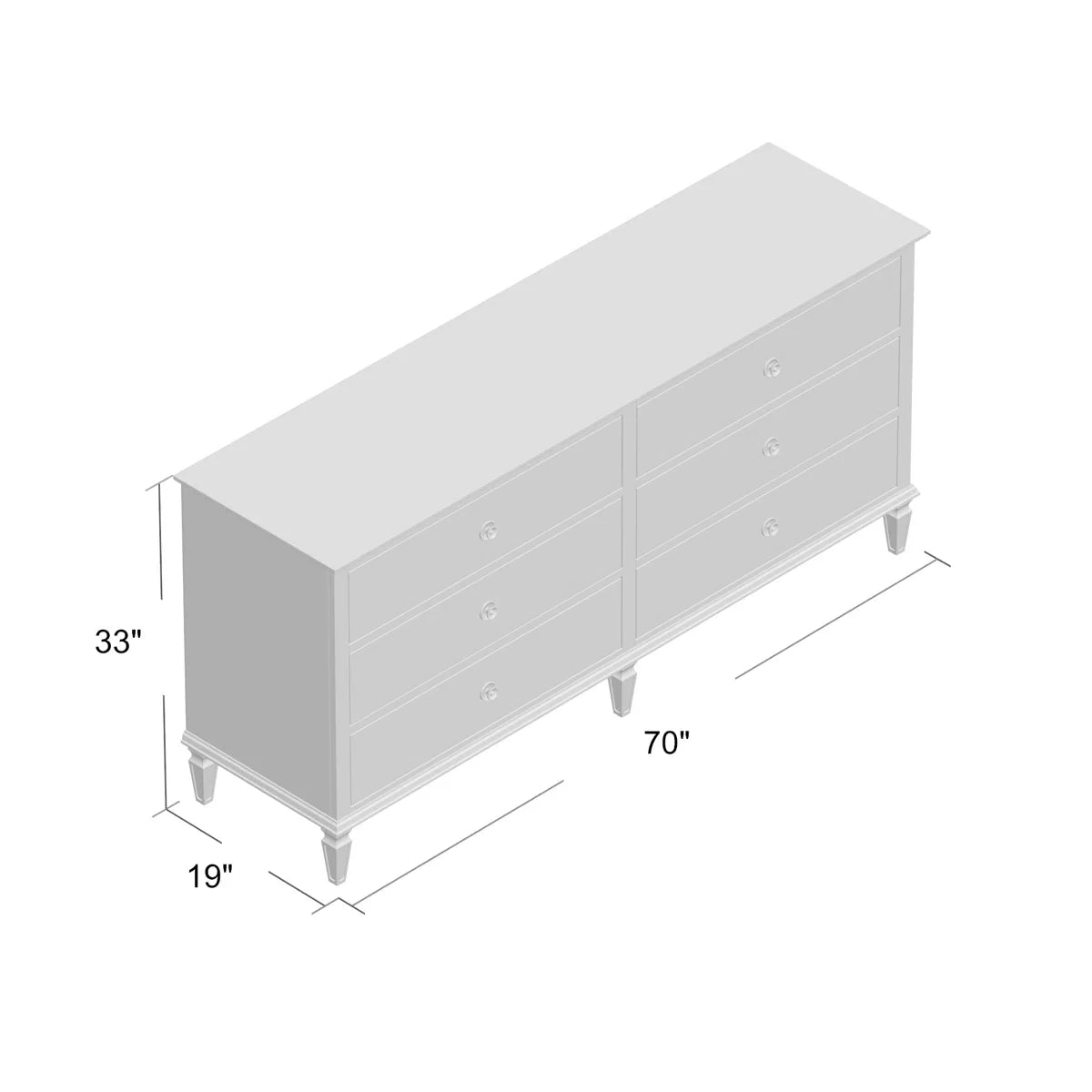 Victoria 6-Drawer Double Wide Wood Dresser