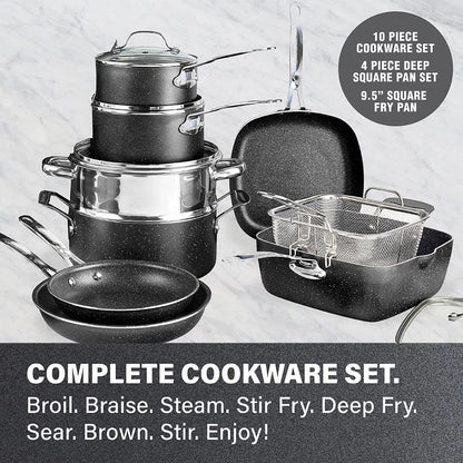 20 Piece Aluminum Non Stick Cookware & Bakeware Set with Ultra Nonstick Surface, Oven & Dishwasher Safe