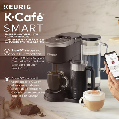 Keurig K-Café SMART With Connected Capabilities, with Milk Frother for Speciality Beverages, Black