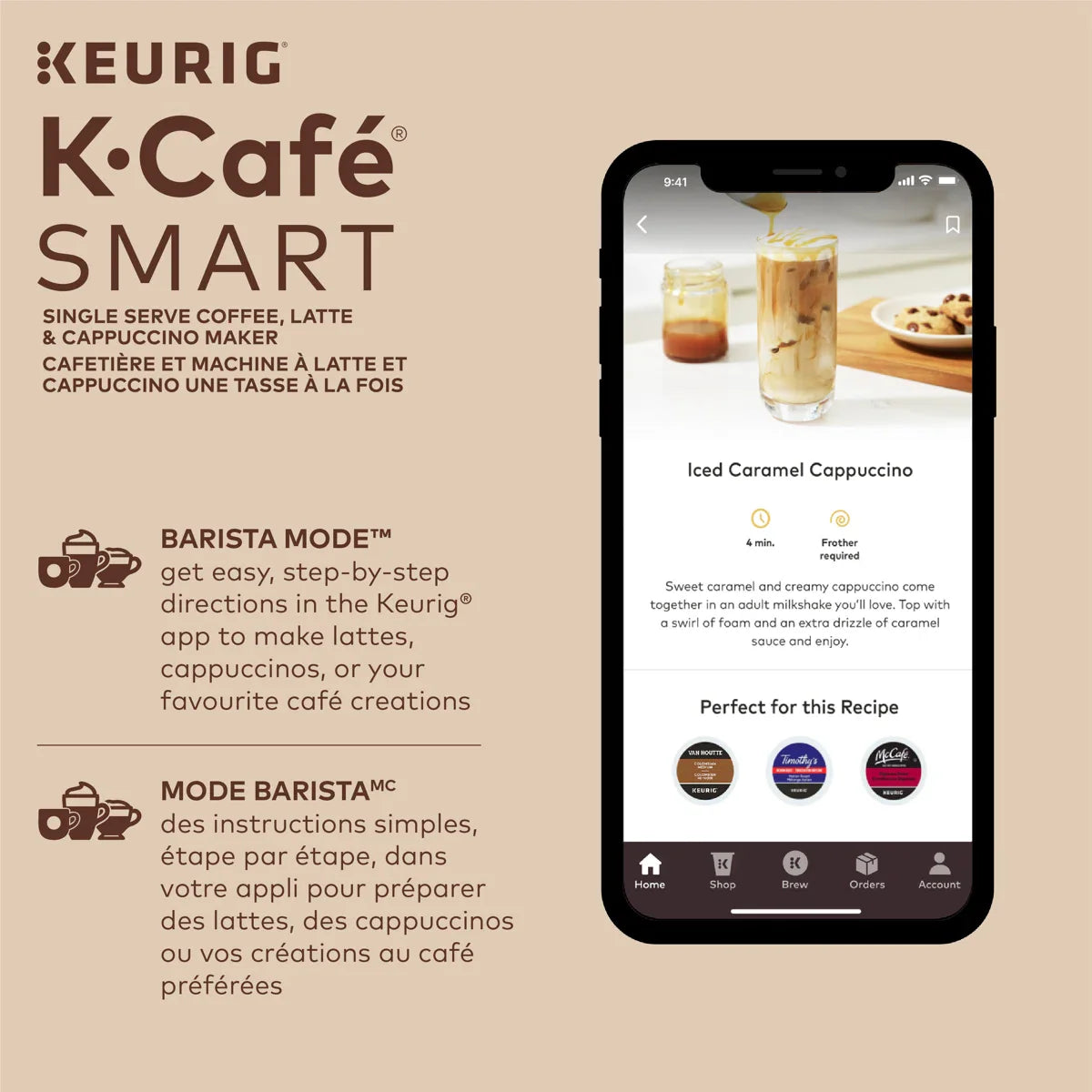 Keurig K-Café SMART With Connected Capabilities, with Milk Frother for Speciality Beverages, Black