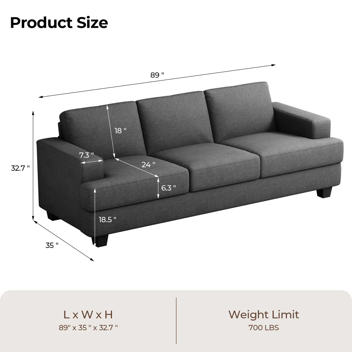 Brooklington 89'' Upholstered Sofa