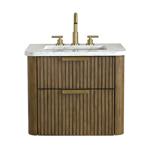 Liljan 24'' Wall-Mounted Single Bathroom Vanity with Engineered Stone Top