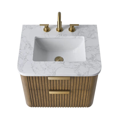 Liljan 24'' Wall-Mounted Single Bathroom Vanity with Engineered Stone Top