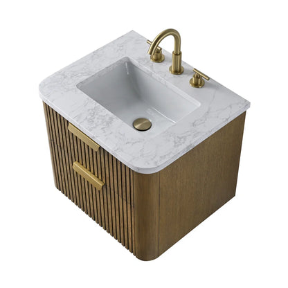 Liljan 24'' Wall-Mounted Single Bathroom Vanity with Engineered Stone Top