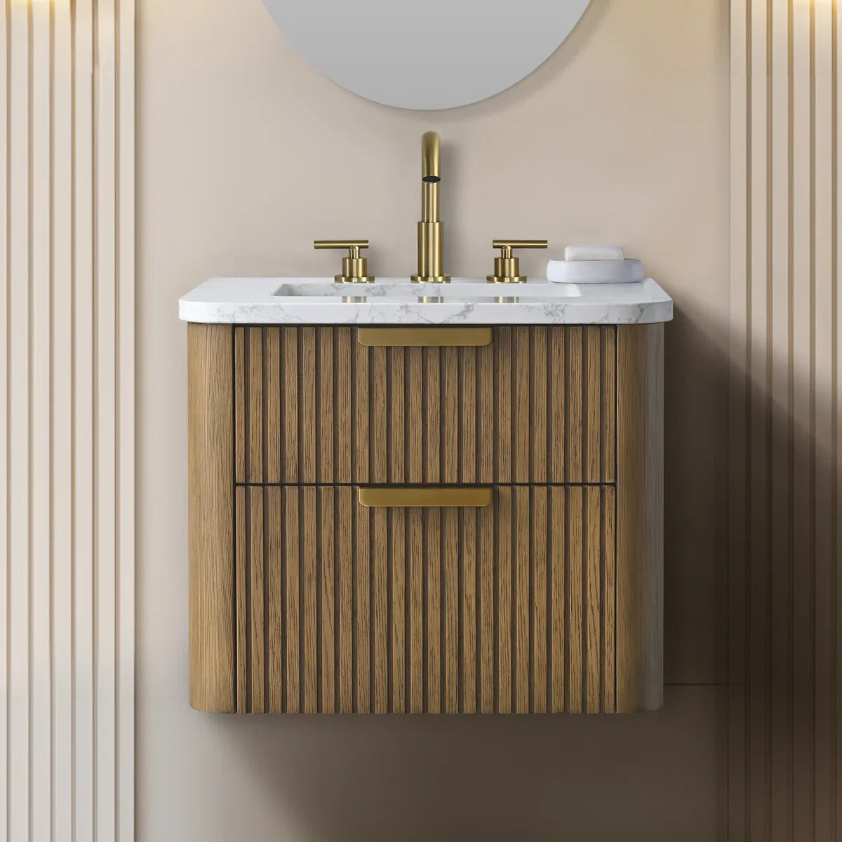 Liljan 24'' Wall-Mounted Single Bathroom Vanity with Engineered Stone Top