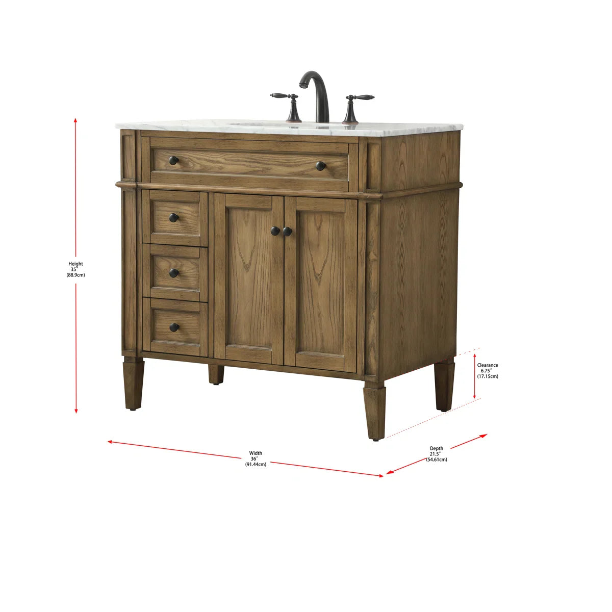 Rivers 36'' Single Bathroom Vanity with Marble Top