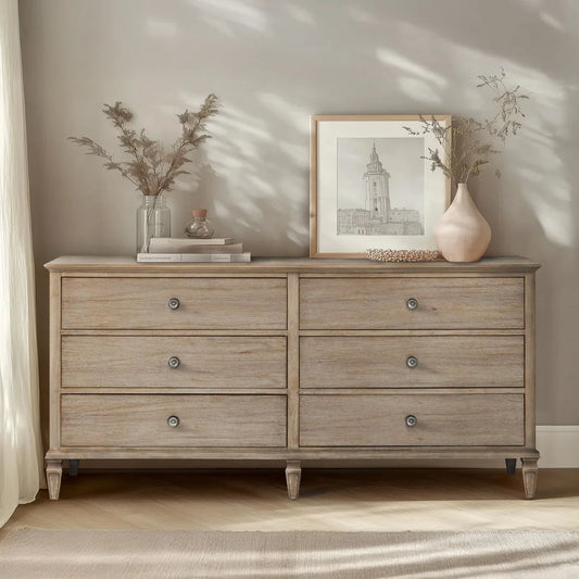 Victoria 6-Drawer Double Wide Wood Dresser