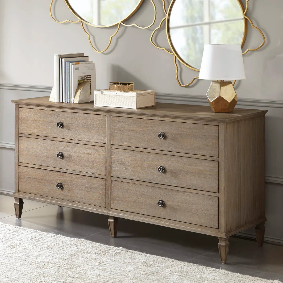 Victoria 6-Drawer Double Wide Wood Dresser