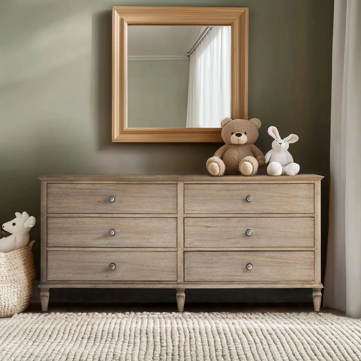 Victoria 6-Drawer Double Wide Wood Dresser