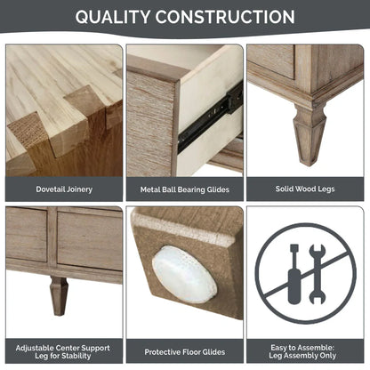 Victoria 6-Drawer Double Wide Wood Dresser